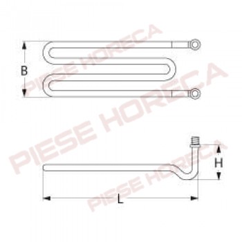 Rezistenta cuva de spalare masina de spalat vase, COLGED, ELETTROBAR, FAGOR, RANCILIO, putere 3000W, alimentare 230V, lungime 320mm, filet 1/8”, distanta de montare 44mm 